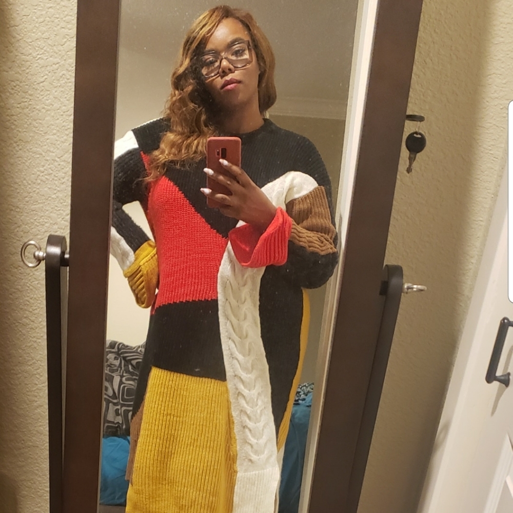 Color Block Boutique Sweater Knit Drrss